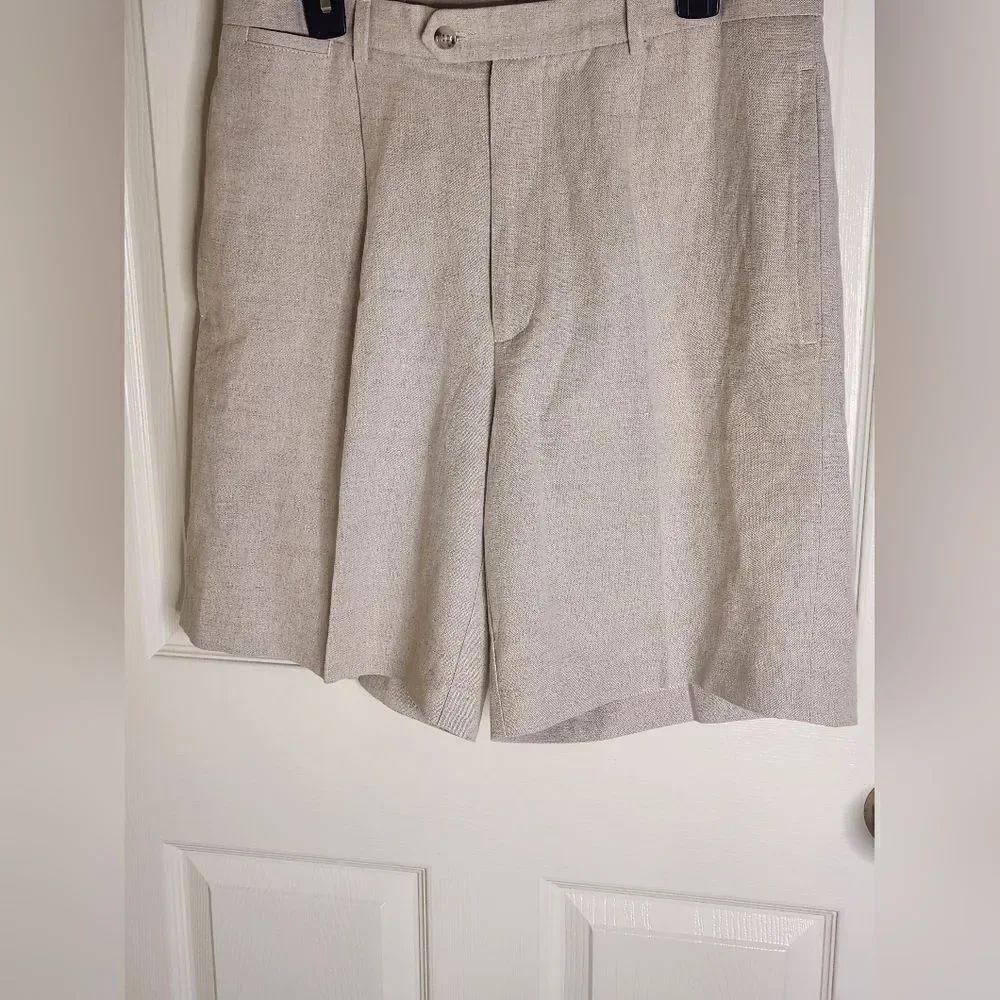 Cutter&Buck 34 Beige LINEN Blend Pockets BeltLoops Women’s Shorts